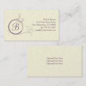 Lila Pearlized Monogramm-Geschäfts-Karte Visitenkarte (Vorne/Hinten)