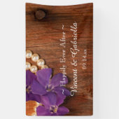 Lila Pearls, Pearls und Barnholz Hochzeit Banner (Vertikal)