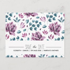 Lila Peelingwasserfarbe Save the Date Postkarte