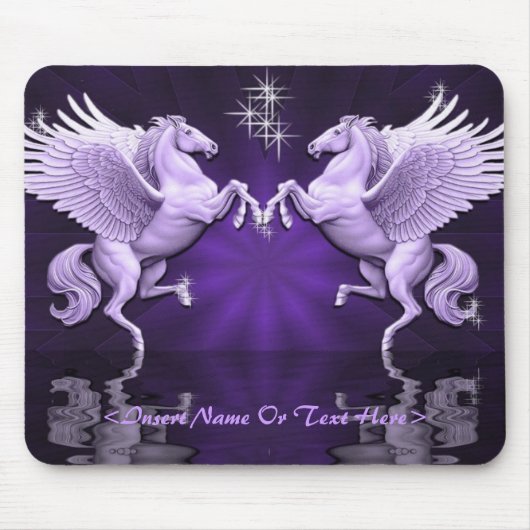 Lila Pegasus-Reflexions-Mausunterlage Mousepad (Vorne)