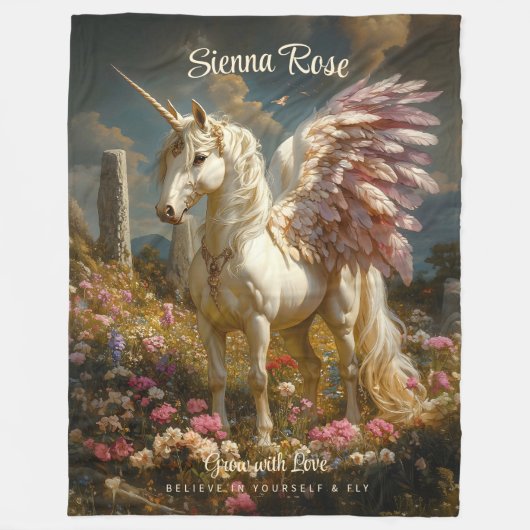 Lila Pegasus Stone Circle Fantasy Mythisches Pferd Fleecedecke (Vorderseite)