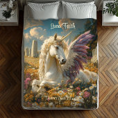 Lila Pegasus Stone Circle Fantasy Mythisches Pferd Fleecedecke