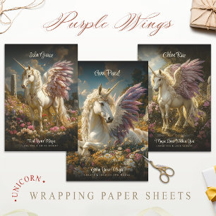 Lila Pegasus Stone Circle Fantasy Mythisches Pferd Geschenkpapier Set