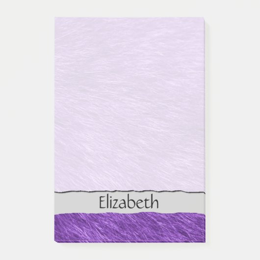 Lila Pelz, Pelzhintergrund, Fluffy Fur, Ihr Name Post-it Klebezettel (Vorderseite)