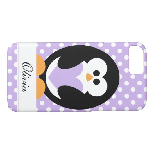 Lila Penguin-Liebe Case-Mate iPhone Hülle (Rückseite (Horizontal))