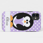 Lila Penguin-Liebe Case-Mate iPhone Hülle (Rückseite (Horizontal))