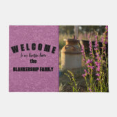 Lila Penstemon und rudimentäre alte Milch Foto Fußmatte (Vorderseite)