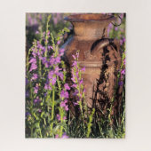 Lila Penstemon und rudimentäre alte Milch Foto Puzzle (Vertikal)