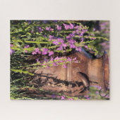 Lila Penstemon und rudimentäre alte Milch Foto Puzzle (Horizontal)