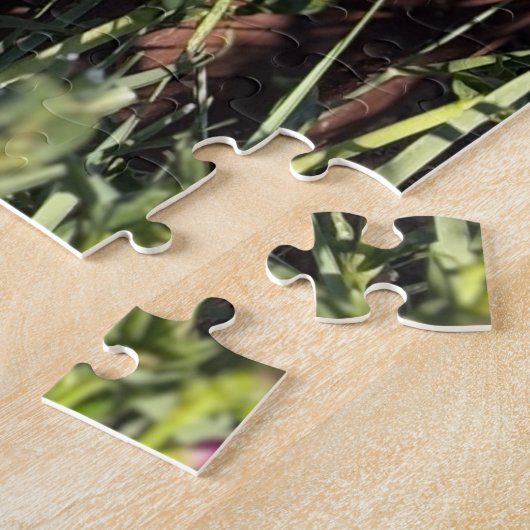 Lila Penstemon und rudimentäre alte Milch Foto Puzzle (Seite)