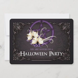 Lila Pentagram Halloween-Party Einladung