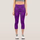 lila Pentagramm-halloween Capri Leggings (Vorderseite)