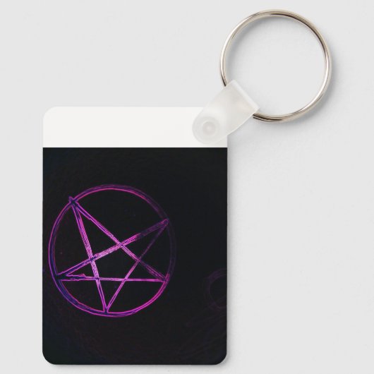 lila Pentagramm Kreditkartenflaschenöffner Schlüsselanhänger (Rückseite)