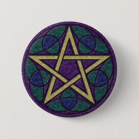 Lila Pentagramm Triquetra Button (Vorderseite)