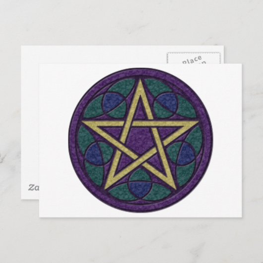 Lila Pentagramm Triquetra Postkarte (Vorne/Hinten)
