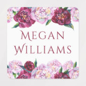 Lila Peonies Blumenbezeichnungen Kleidung Etiketten (Design 1)