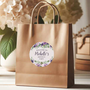 Lila Peonies Blumenfrauen Geburtstag Willkommen Runder Aufkleber