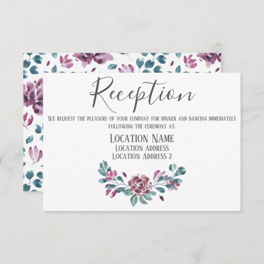 Lila Peonies Blumenkohl Empfang Unterkunft Karte (Vorne/Hinten)