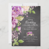 Lila Peonies Floral 16. Geburtstag Einladung (Vorderseite)