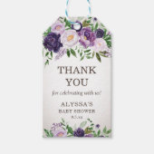 Lila Peonies Floral Baby Girl Dusche Vielen Dank Geschenkanhänger (Vorderseite)