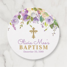 Lila Peonies Girl Baptisk Lila & Gold Geschenkanhänger