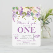 Lila Peonies Girl Einladung zum Geburtstag (Stehend Vorderseite)