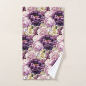 Lila Peonies Peony Blume Blumenhandtuch Set (Handtuch)