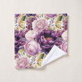 Lila Peonies Peony Blume Blumenhandtuch Set (Waschlappen)
