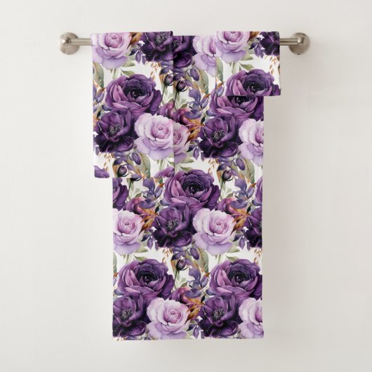 Lila Peonies Peony Blume Blumenhandtuch Set (Insitu)