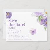 Lila "Peonies Romance Save the Date Card" (Vorderseite)