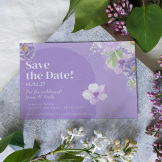 Lila "Peonies Romance Save the Date Card"