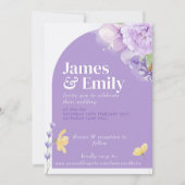 Lila Peonies Romance Wedding Einladung (Vorderseite)