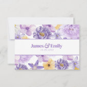 Lila Peonies Romance Wedding RSVP Card (Rückseite)