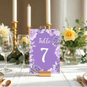 Lila Peonies Romance Wedding Tischnummer Sockelschild