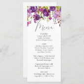 Lila Peonies Wedding Menu Card Menükarte (Vorne/Hinten)
