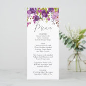 Lila Peonies Wedding Menu Card Menükarte (Stehend Vorderseite)