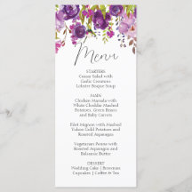 Lila Peonies Wedding Menu Card