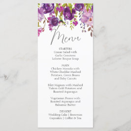 Lila Peonies Wedding Menu Card Menükarte