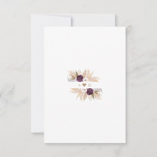 Lila Peonies White Orchid Pampas Grass Wedding Save The Date (Rückseite)