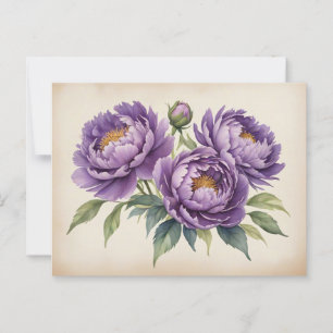 Lila Peonings auf Pergament Postkarte