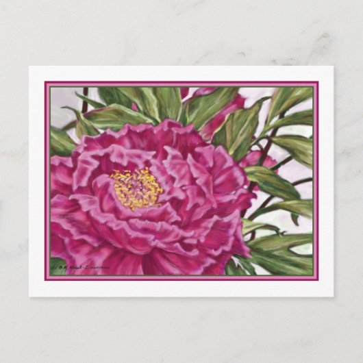 Lila Peony Blume Gartenmalerei Postkarte (Vorderseite)