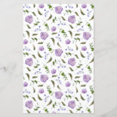 Lila Peony Blume Wedding Dinner Menü (Rückseite)