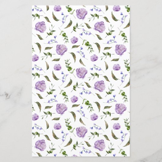 Lila Peony Blume Wedding Dinner Menü (Rückseite)