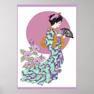Lila Peony Fan Poster