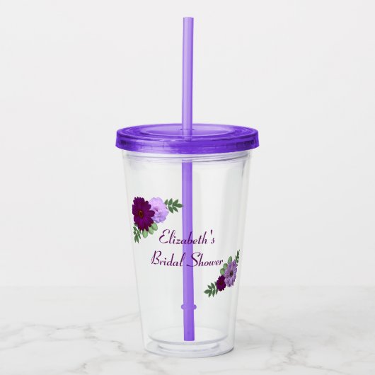 Lila Peony Floral Brautparty Acryltrinkbecher (Vorderseite)