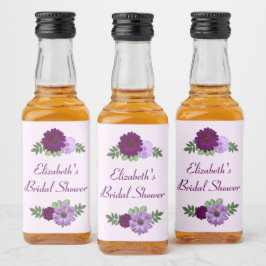 Lila Peony Floral Brautparty Alkoholflaschenetikett