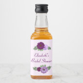Lila Peony Floral Brautparty Alkoholflaschenetikett (Vorderseite)