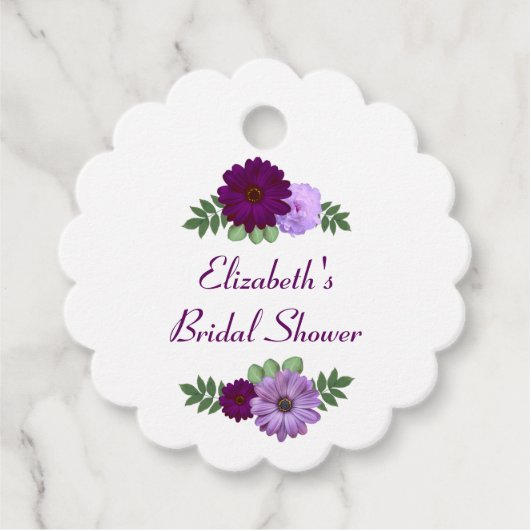 Lila Peony Floral Brautparty Geschenkanhänger (Vorderseite)