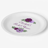 Lila Peony Floral Brautparty Pappteller (Schrägansicht)