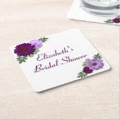 Lila Peony Floral Brautparty Rechteckiger Pappuntersetzer (angewinkelt)